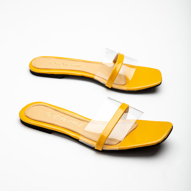 Flat Slipper With Chain - Yellow