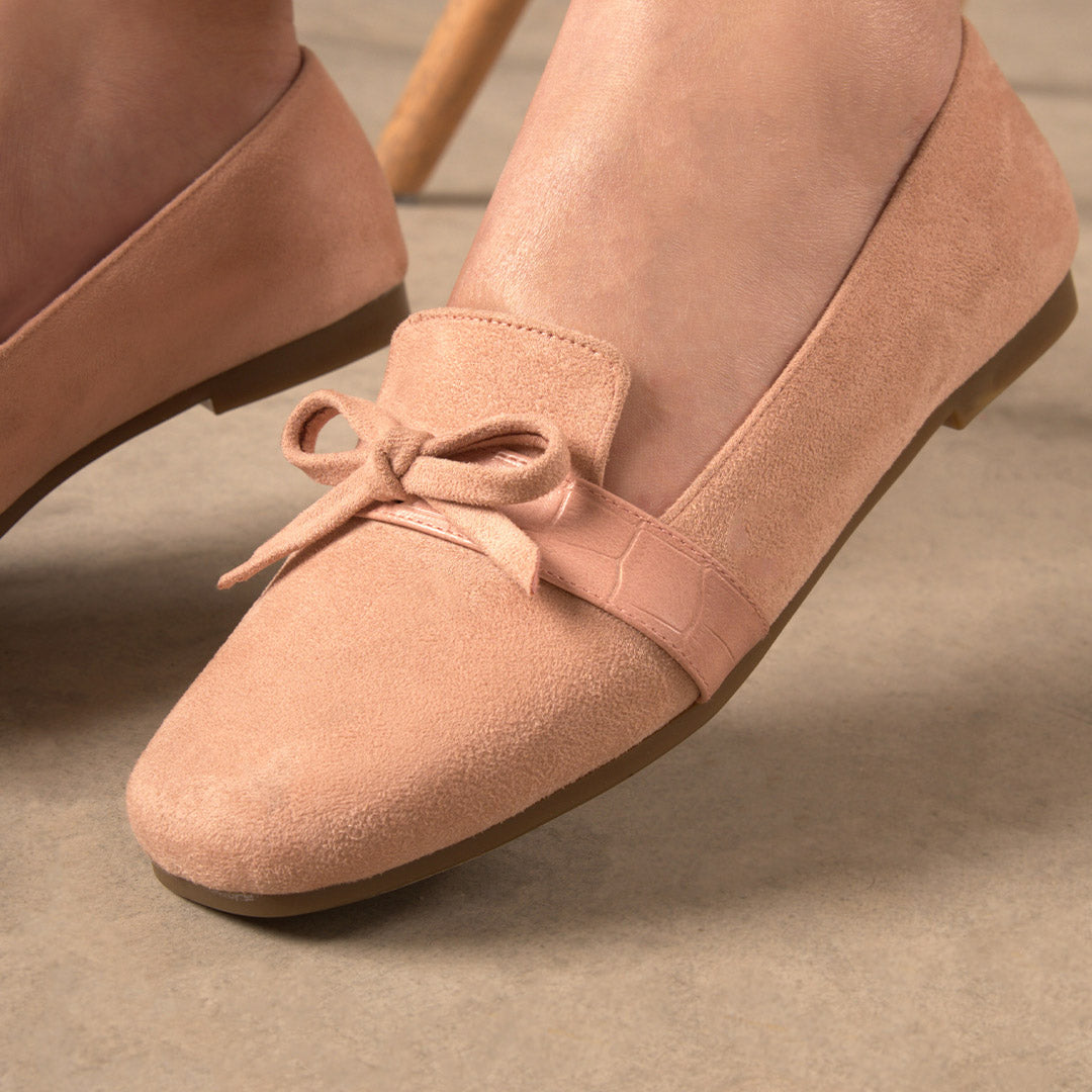 Elegant Suede with Bow Accent - Pink