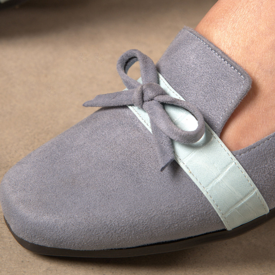 Elegant Suede with Bow Accent - Baby Blue