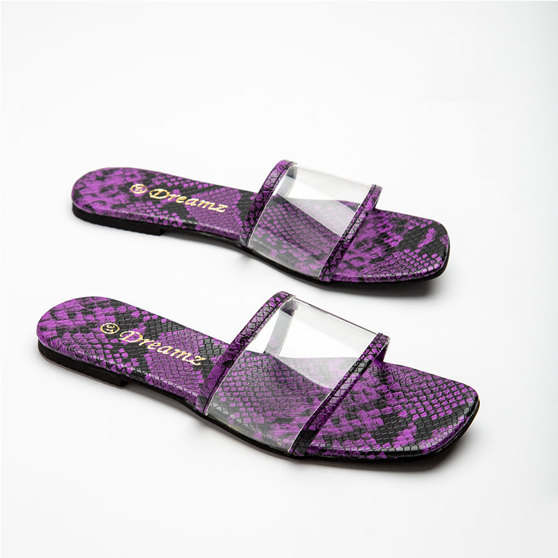 Flat Slipper With Chain - purple