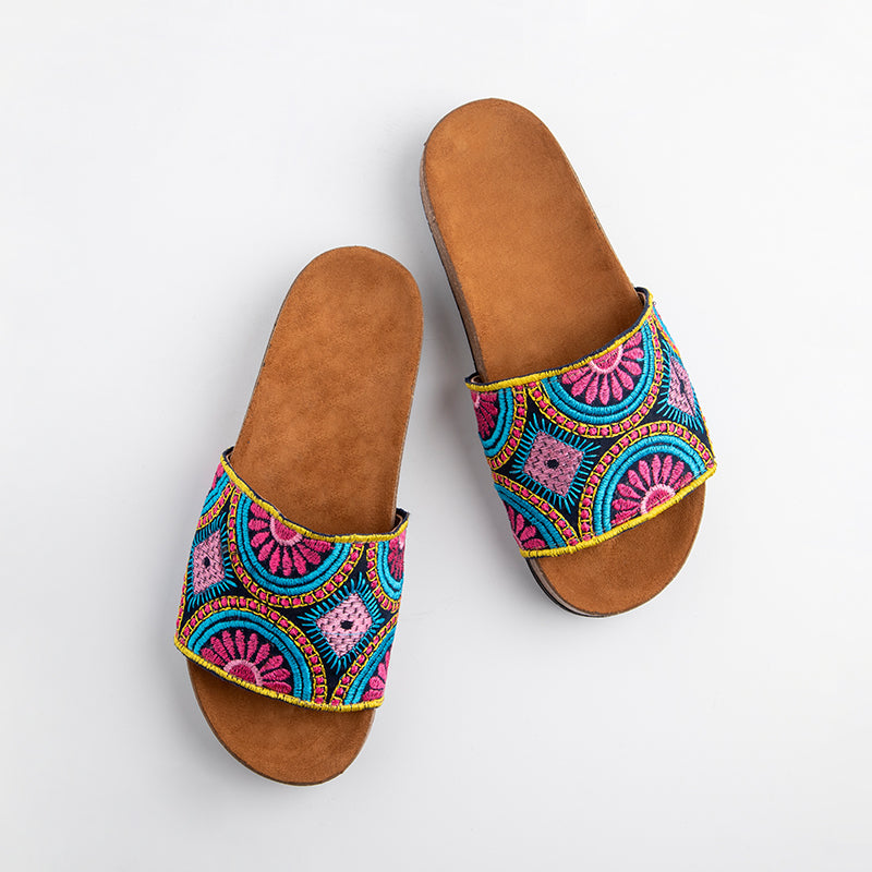 Purple Abstract Summer Slippers