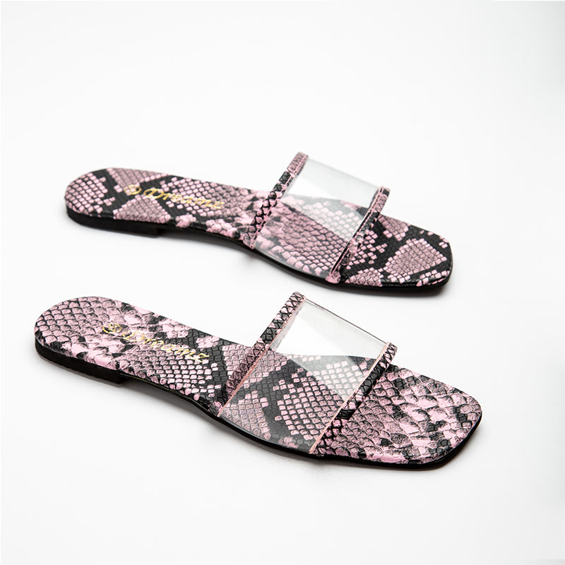 Flat Slipper With Chain - pink