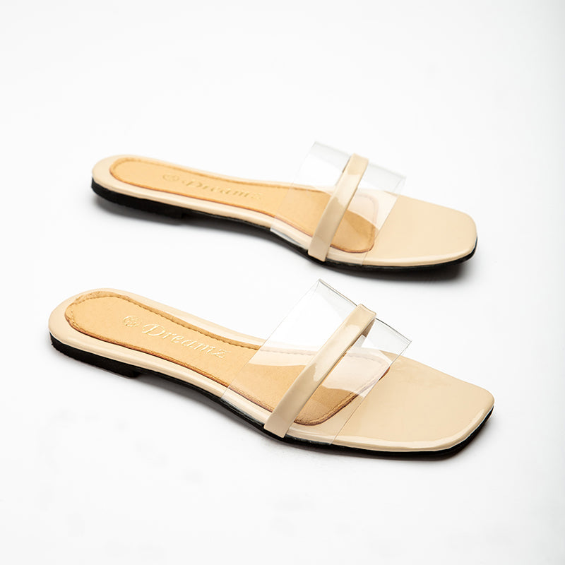 Flat Slipper With Chain - Beige