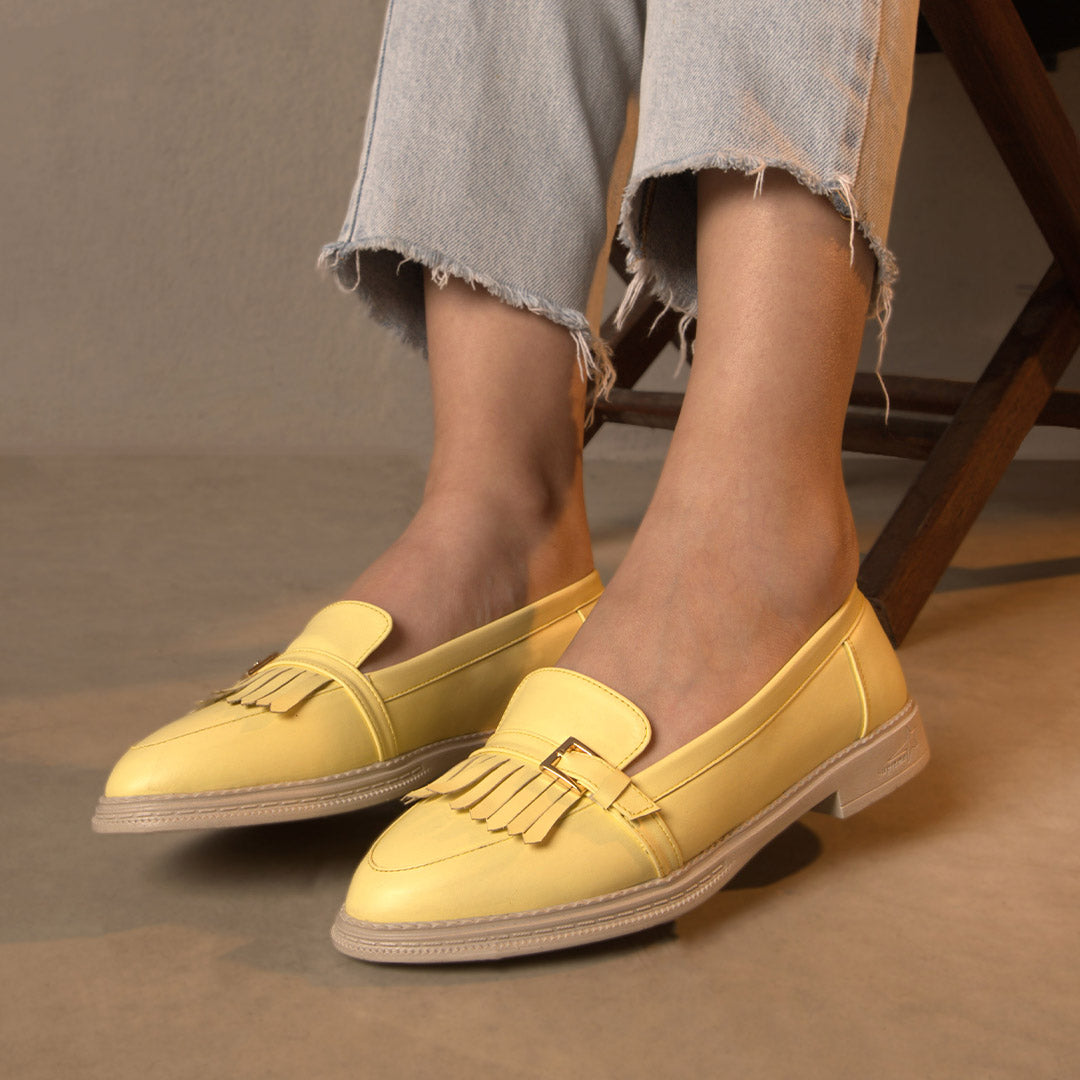 Bright Loafers with Fringe Detail - Yellow