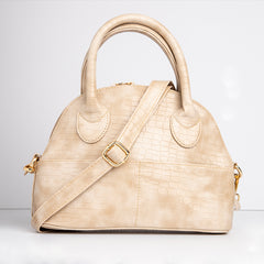 Croco Faux Leather Cross Bag - BEIGE