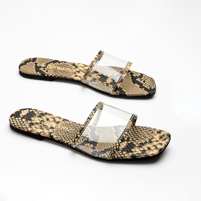 Flat Slipper With Chain - beige