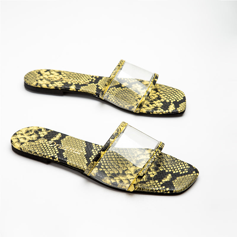 Flat Slipper With Chain - yellow