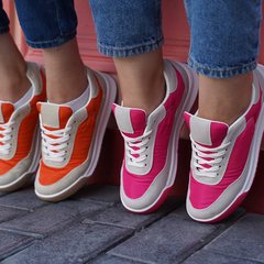 Lean Walk | Lace up Sneakers - Orange