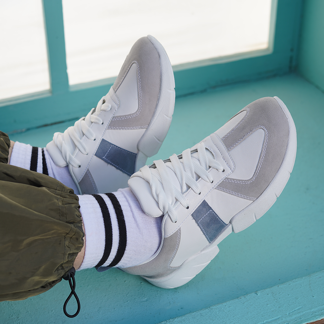 Triano | Unique Laceup Sneaker With Strap - Blue