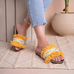 Frime | Fringe Macrame Slides - Yellow