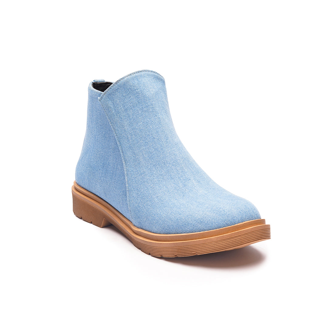 Suede Side Zipper Ankle Boots  - Baby Blue