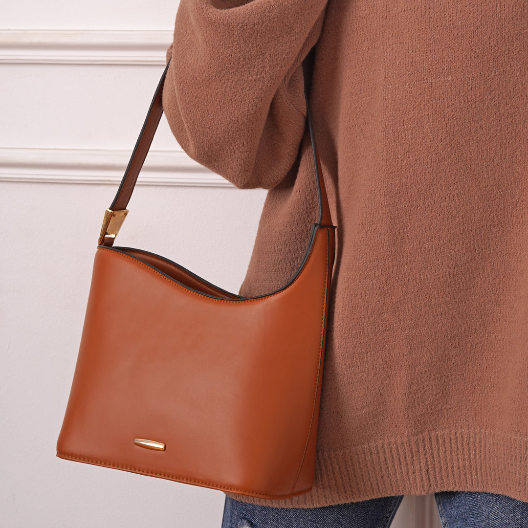 Curved Top Bag - Camel