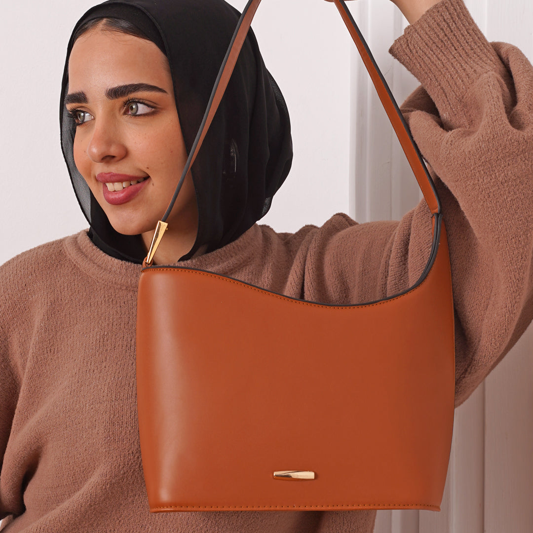 Curved Top Bag - Camel