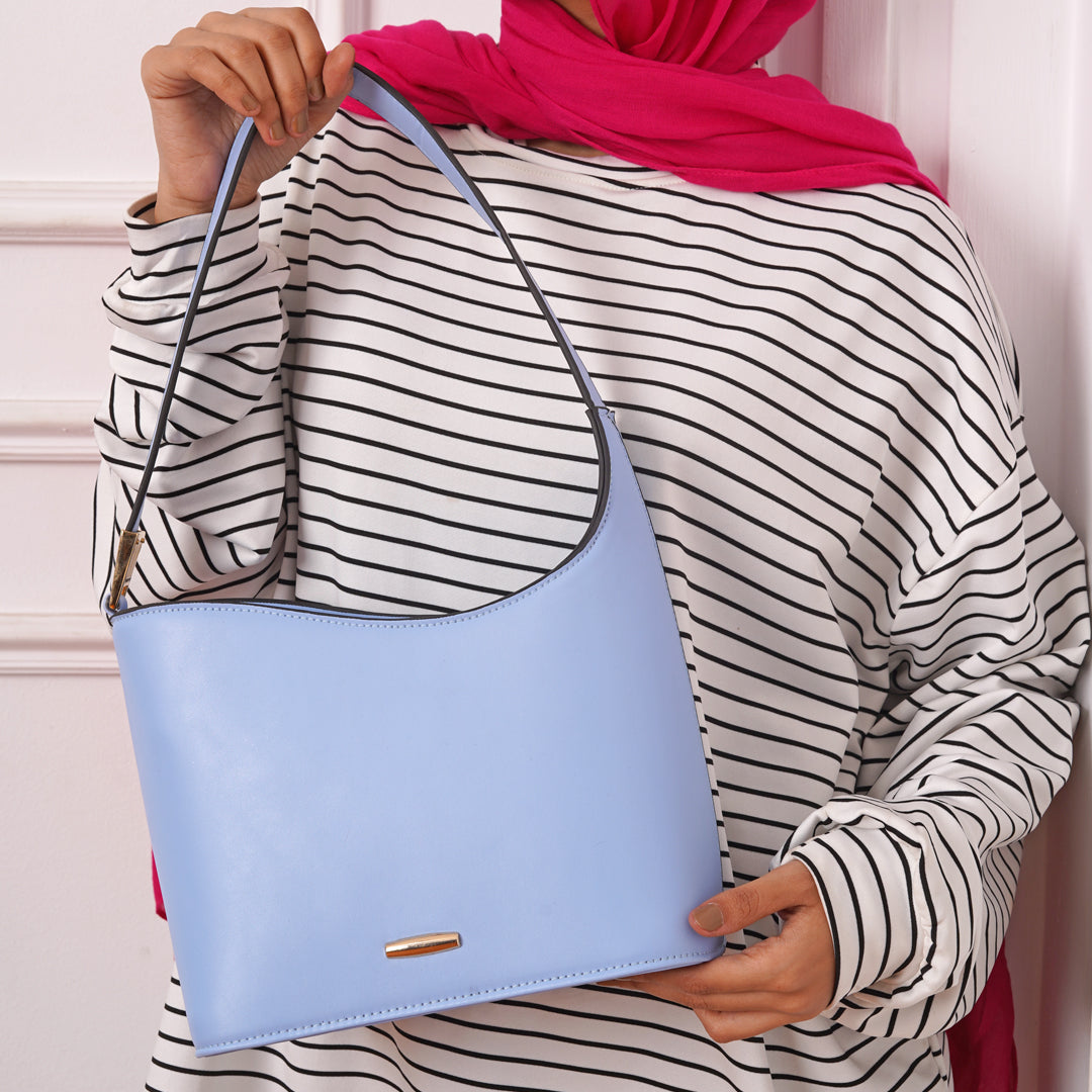 Curved Top Bag - Baby Blue