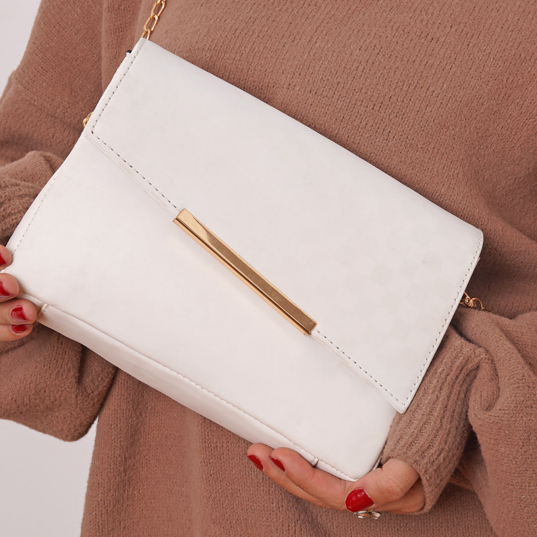 Caliona | Leather Cross Body Bag - White