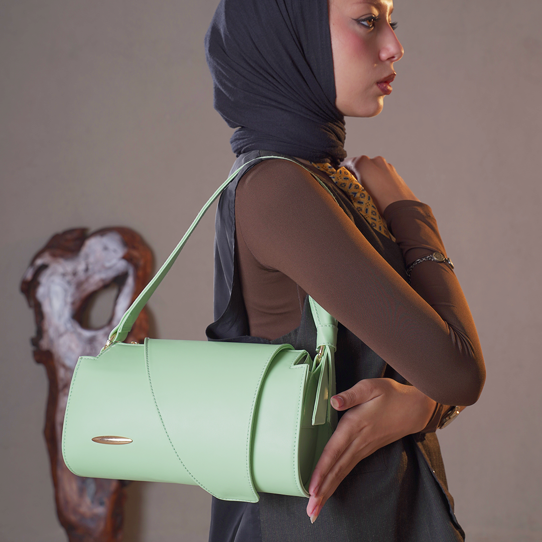 Plain Leather Fanny Bag - Green