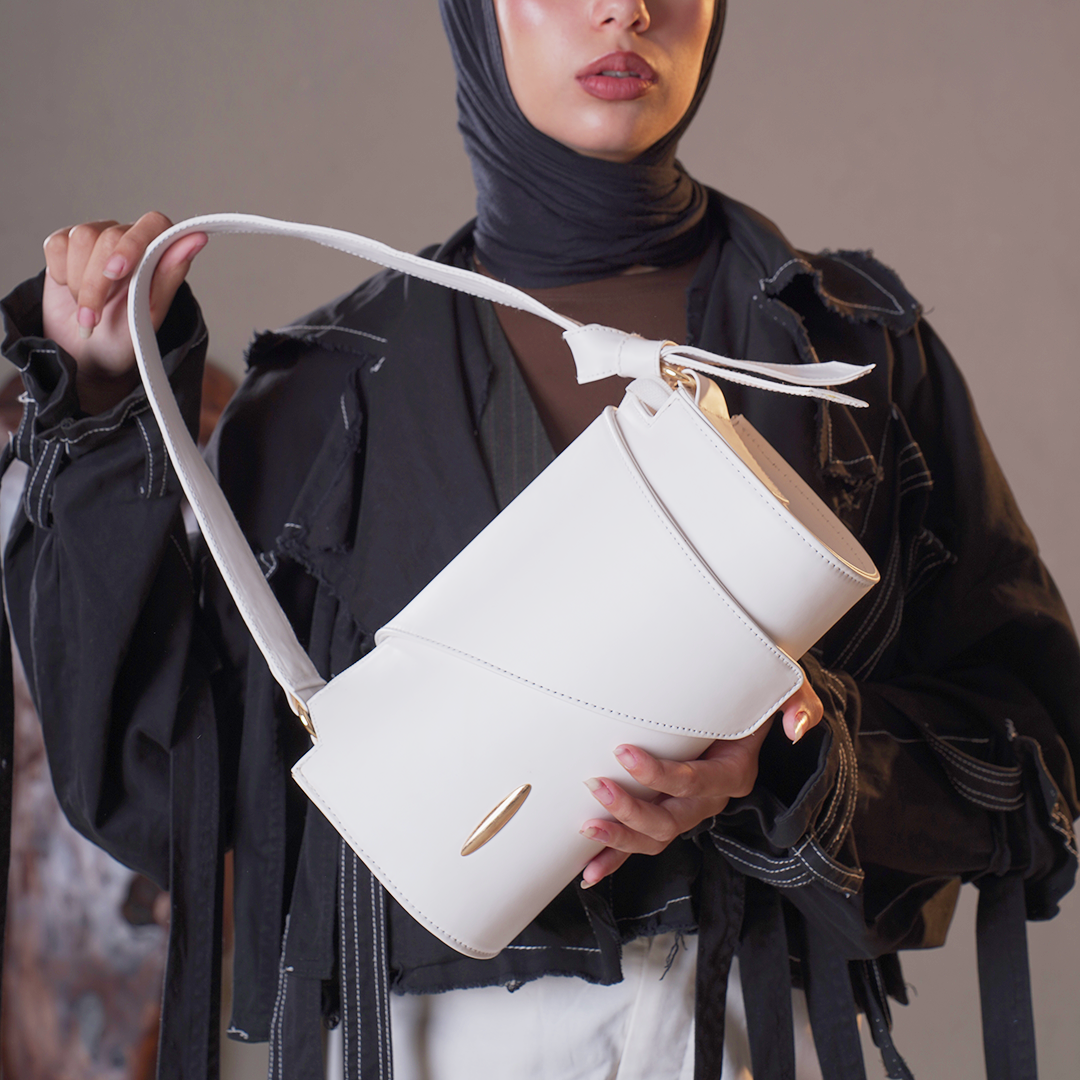 Plain Leather Fanny Bag - White