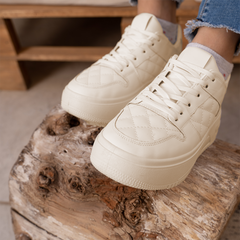 Duras | High Lace Up Sneakers - Beige
