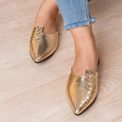Hotta | Shiny Summer Mules - Gold