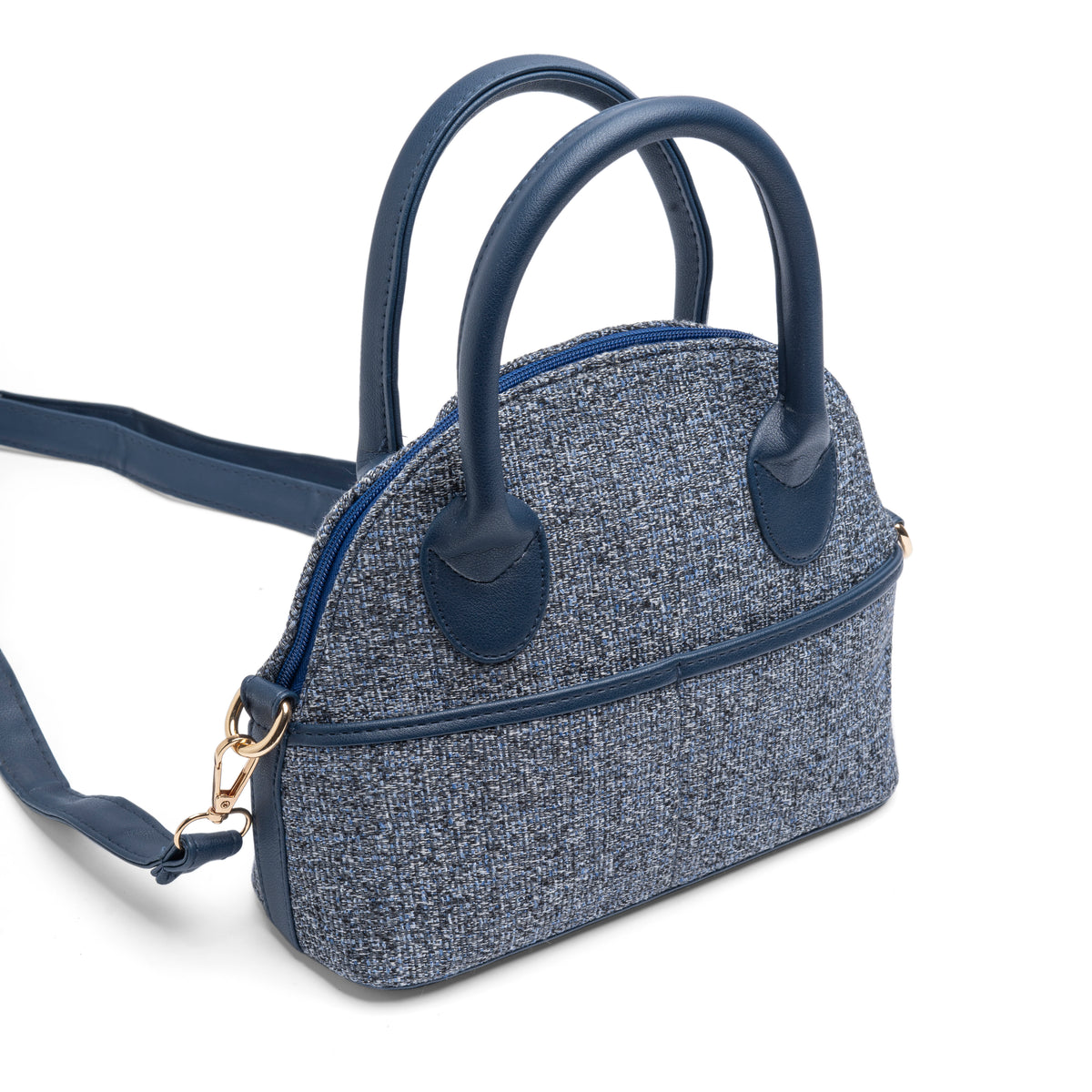 Linen Textile Hand & Cross Bag - BLUE