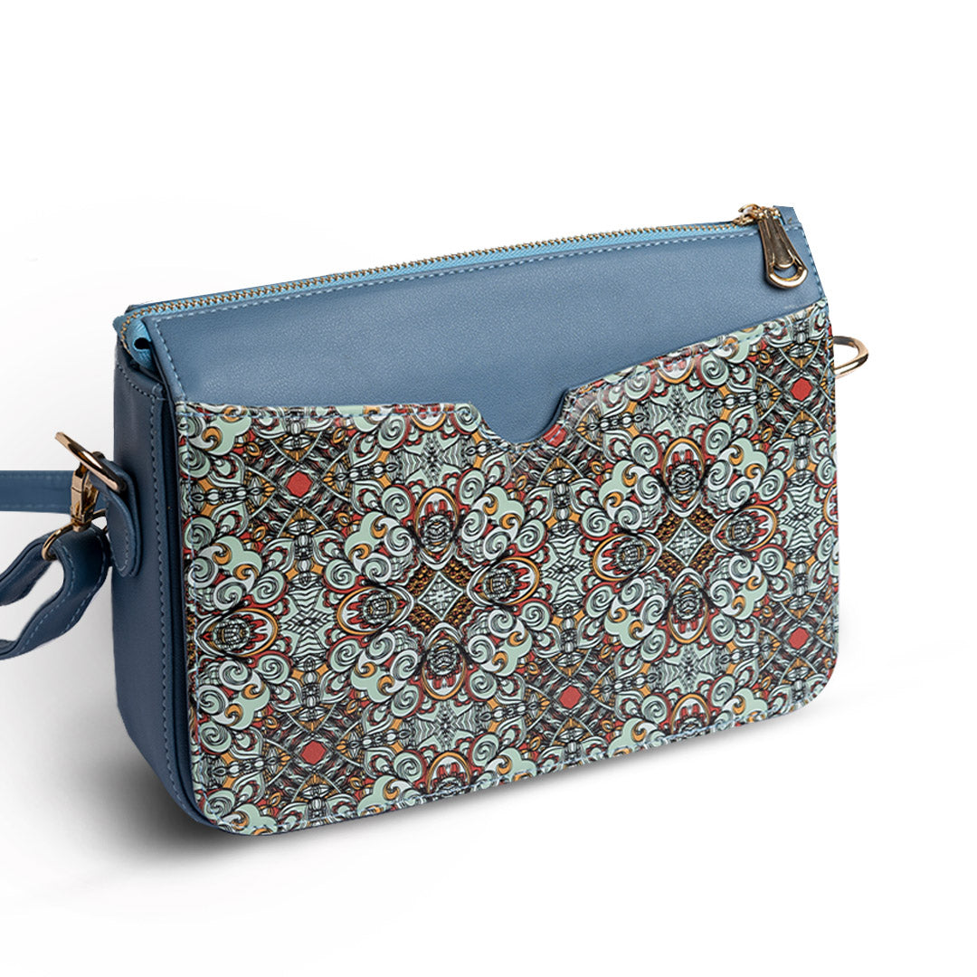 Printed Cross Bag [ Abstract Pattern ] - BLUE