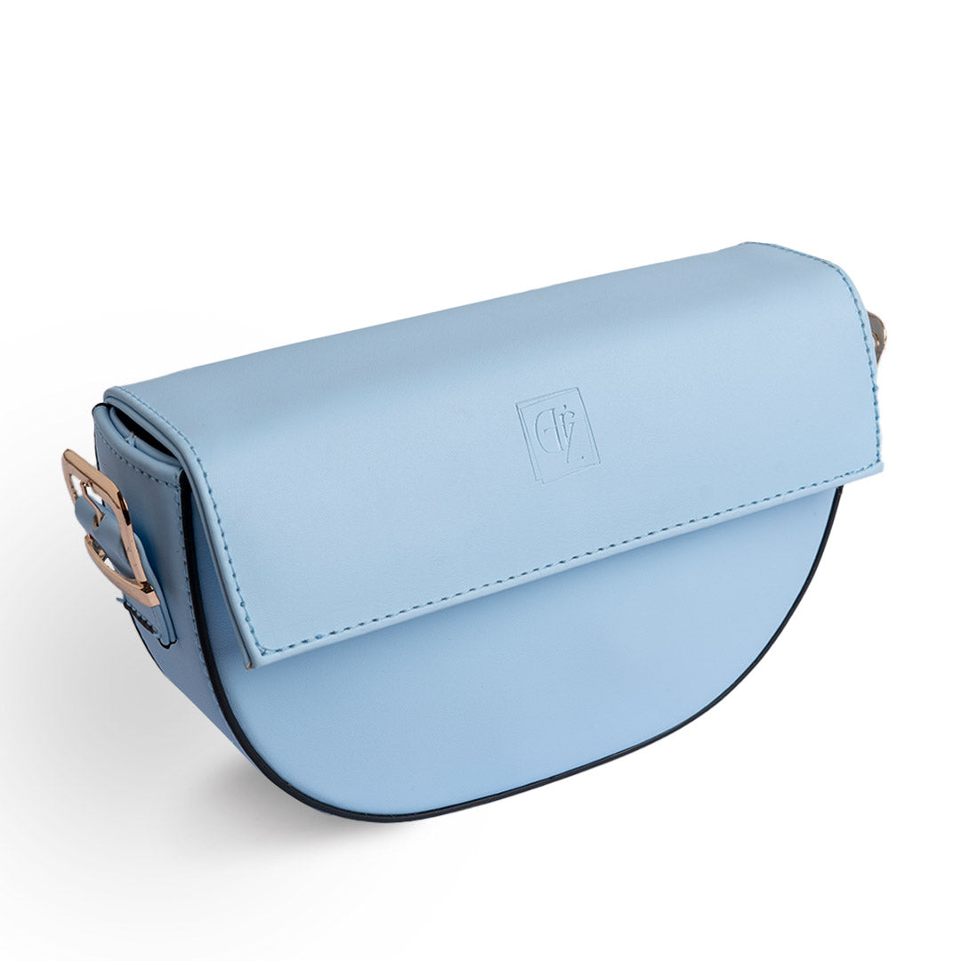 Plain Leather Fanny Bag - BLUE