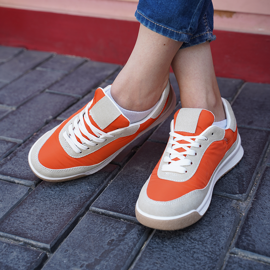 Lean Walk | Lace up Sneakers - Orange