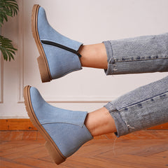 Suede Side Zipper Ankle Boots  - Baby Blue