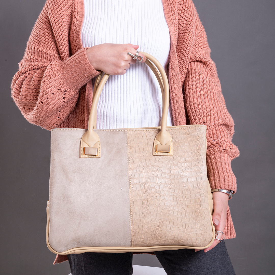 Contaima | Large Half & Half Bag - Beige