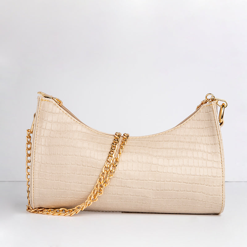 Sumia | Bow Shaped Croco Bag - Beige