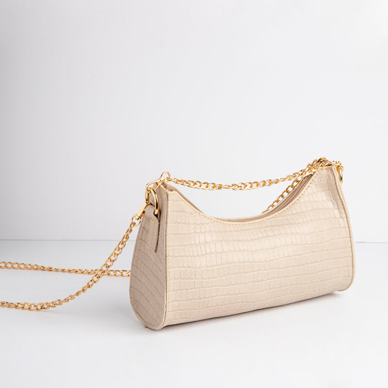 Sumia | Bow Shaped Croco Bag - Beige