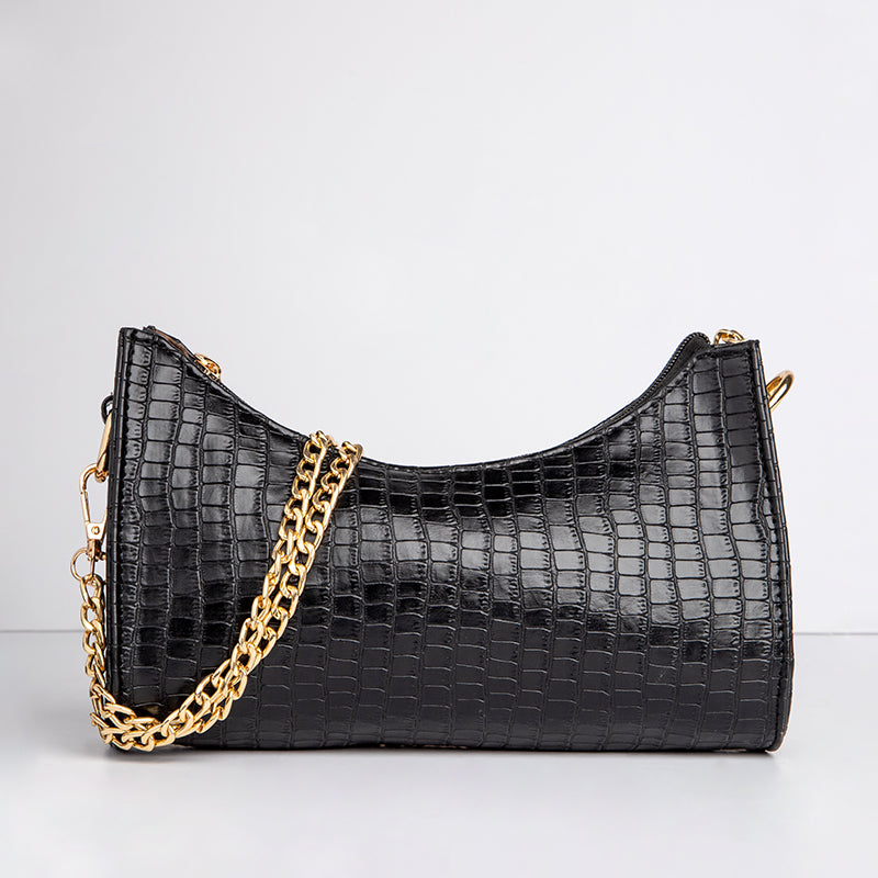 Sumia | Bow Shaped Croco Bag - Black