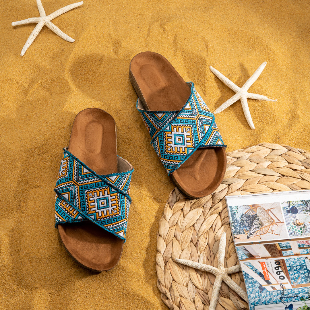 Abstra | Criss Cross Summer Slippers - Blue