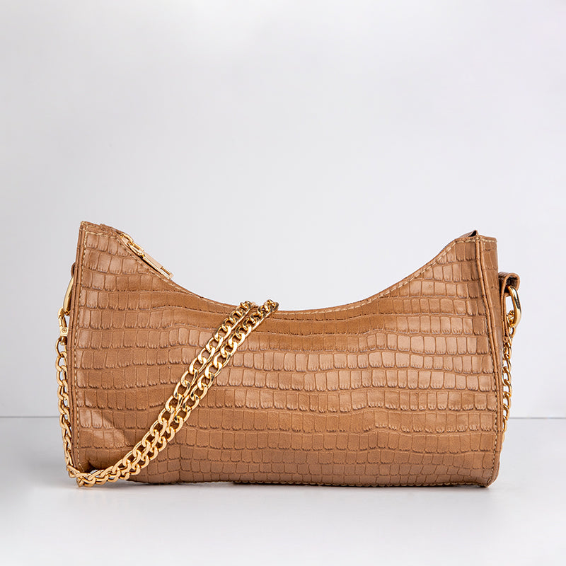 Sumia | Bow Shaped Croco Bag - Cafe