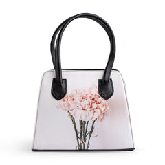Printed Flower Handbag - BLACK