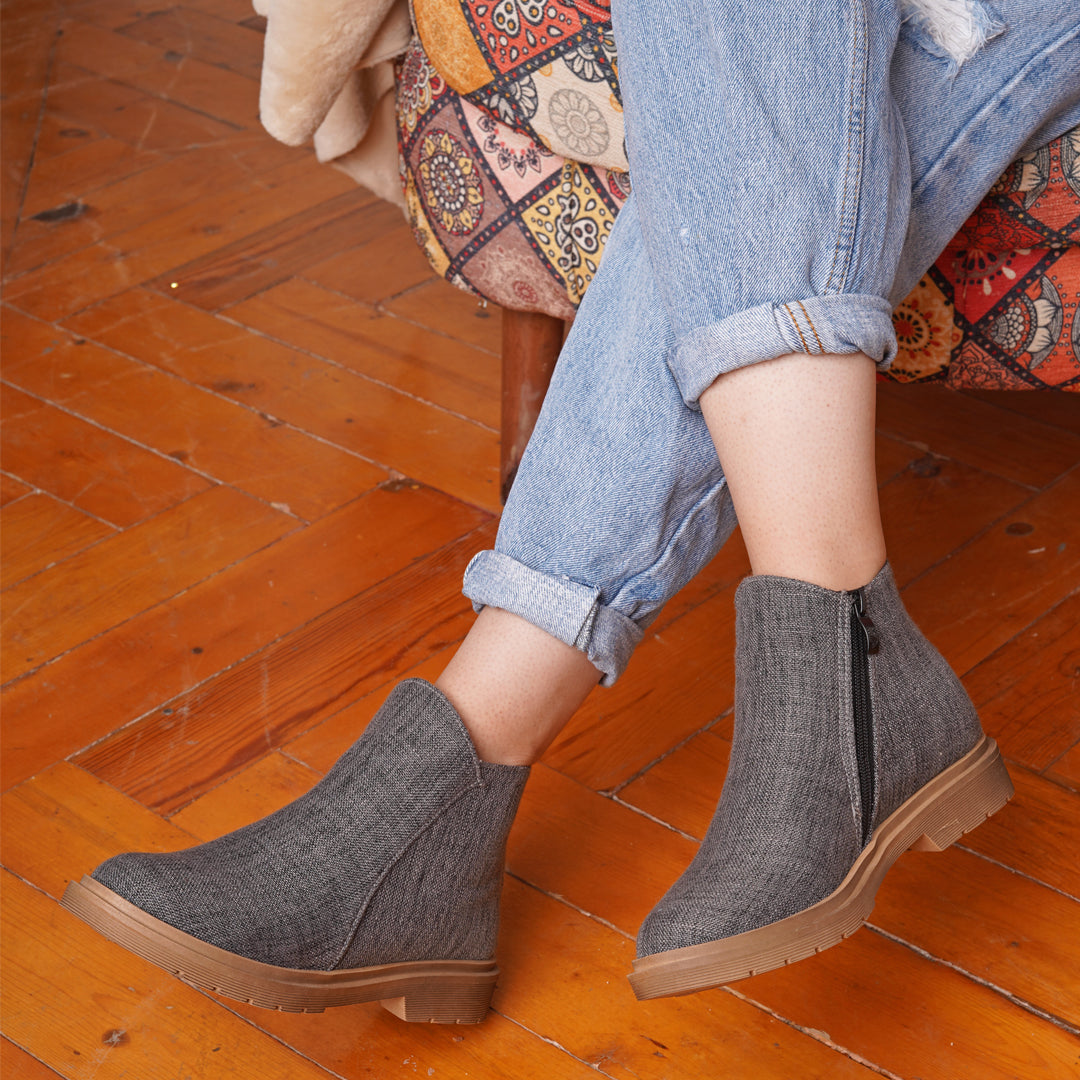 Lenin Ankle Boots With Side Zipper - Gray