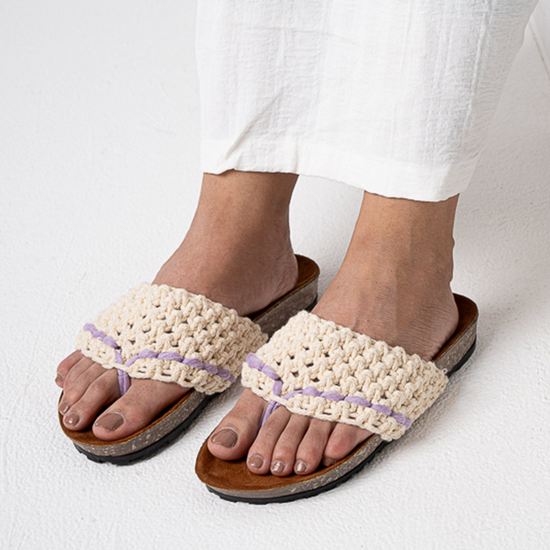 Braida | Toe Macrame Slippers - Mauve