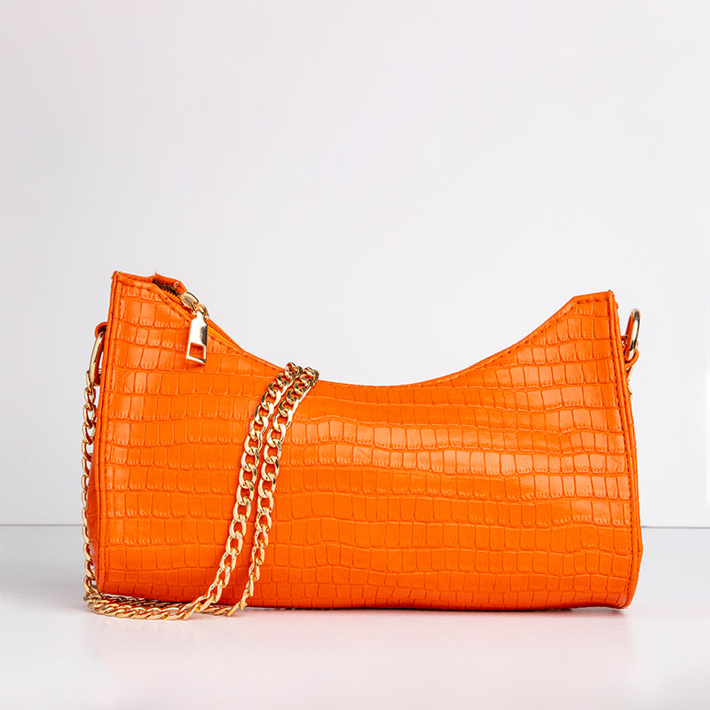 Sumia | Bow Shaped Croco Bag - Orange