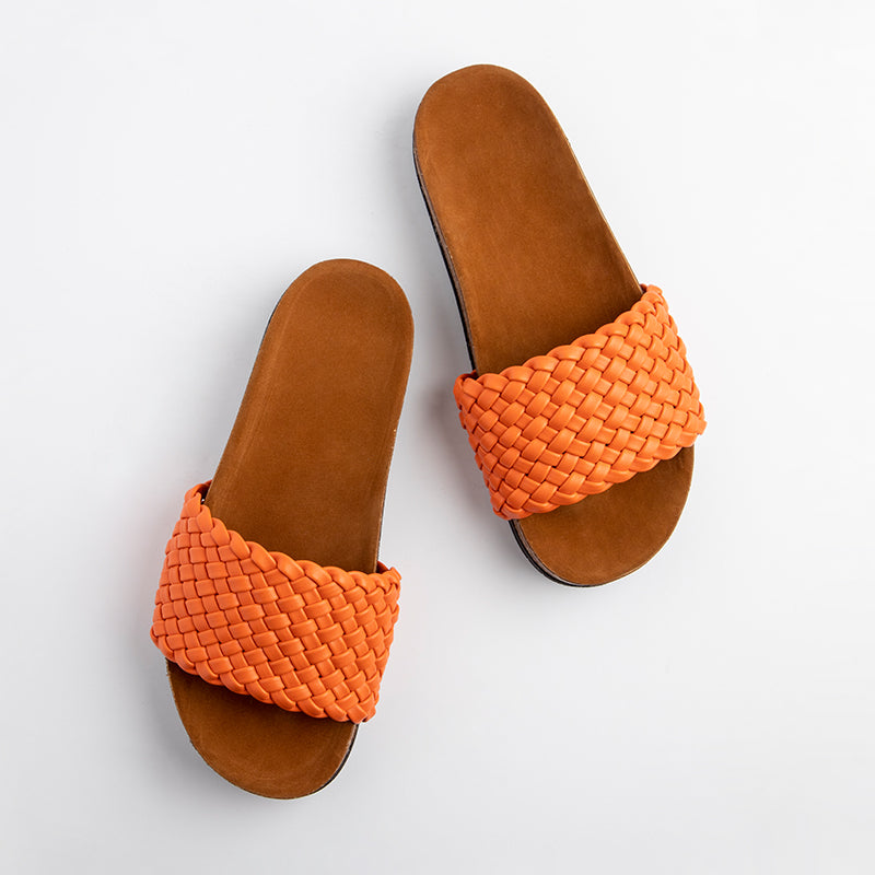 Wide Braided Summer Slipper - Orange