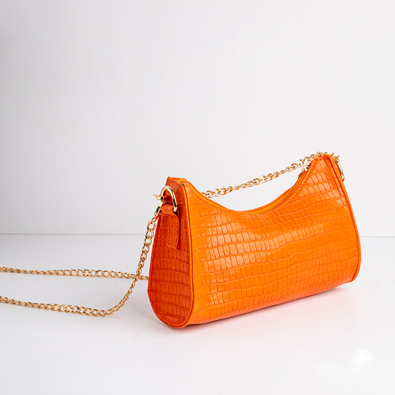 Sumia | Bow Shaped Croco Bag - Orange