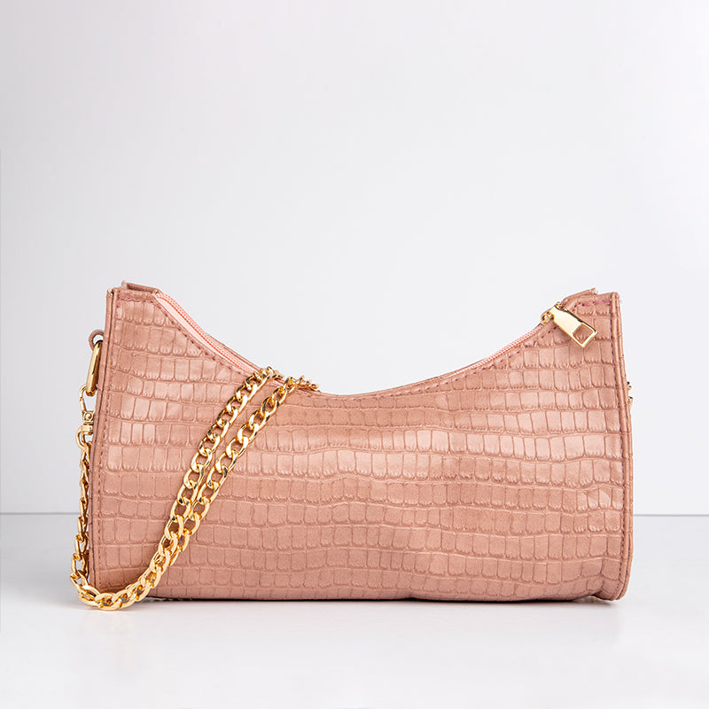 Sumia | Bow Shaped Croco Bag - Pink