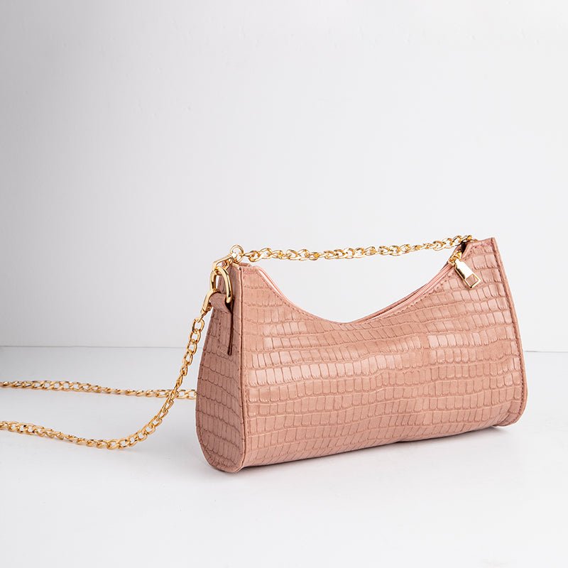 Sumia | Bow Shaped Croco Bag - Pink