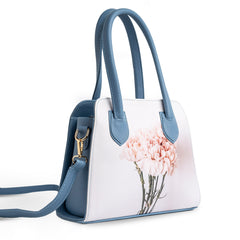 Printed Flower Handbag - BLUE