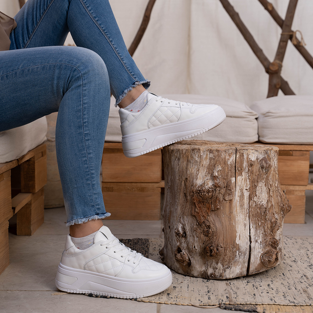 Duras | High Lace Up Sneakers - White
