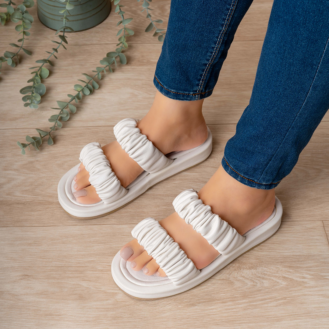 SunSway Straps Slippers - White