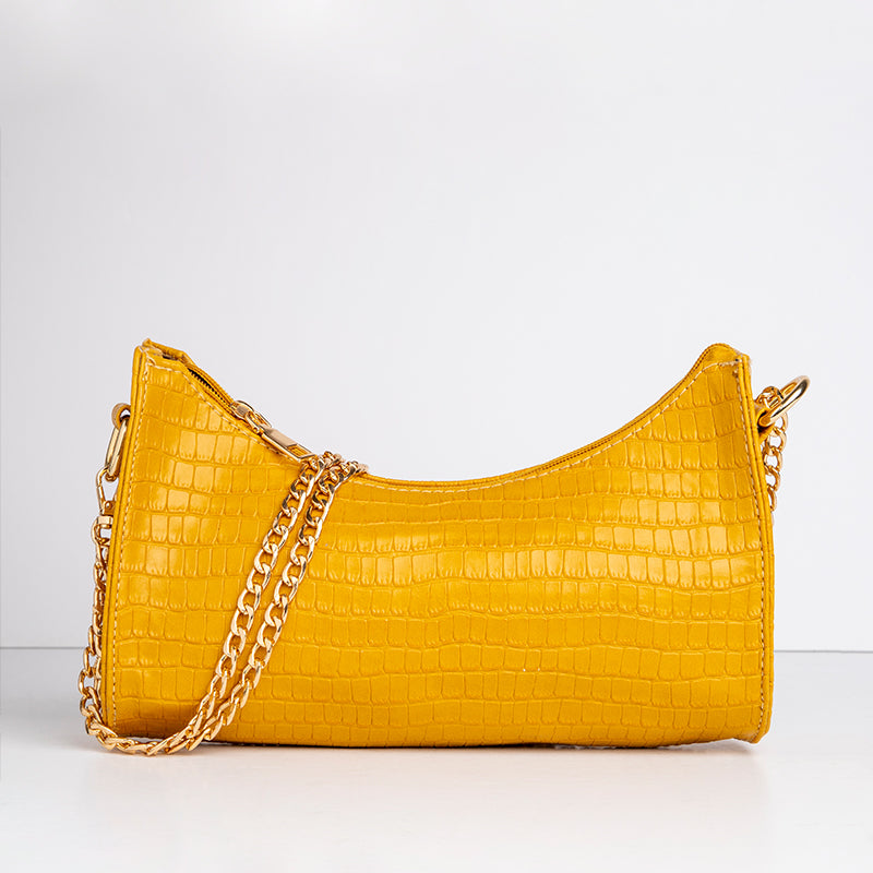 Sumia | Bow Shaped Croco Bag - Yellow