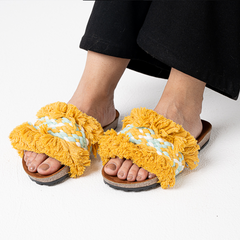 Frime | Fringe Macrame Slides - Yellow