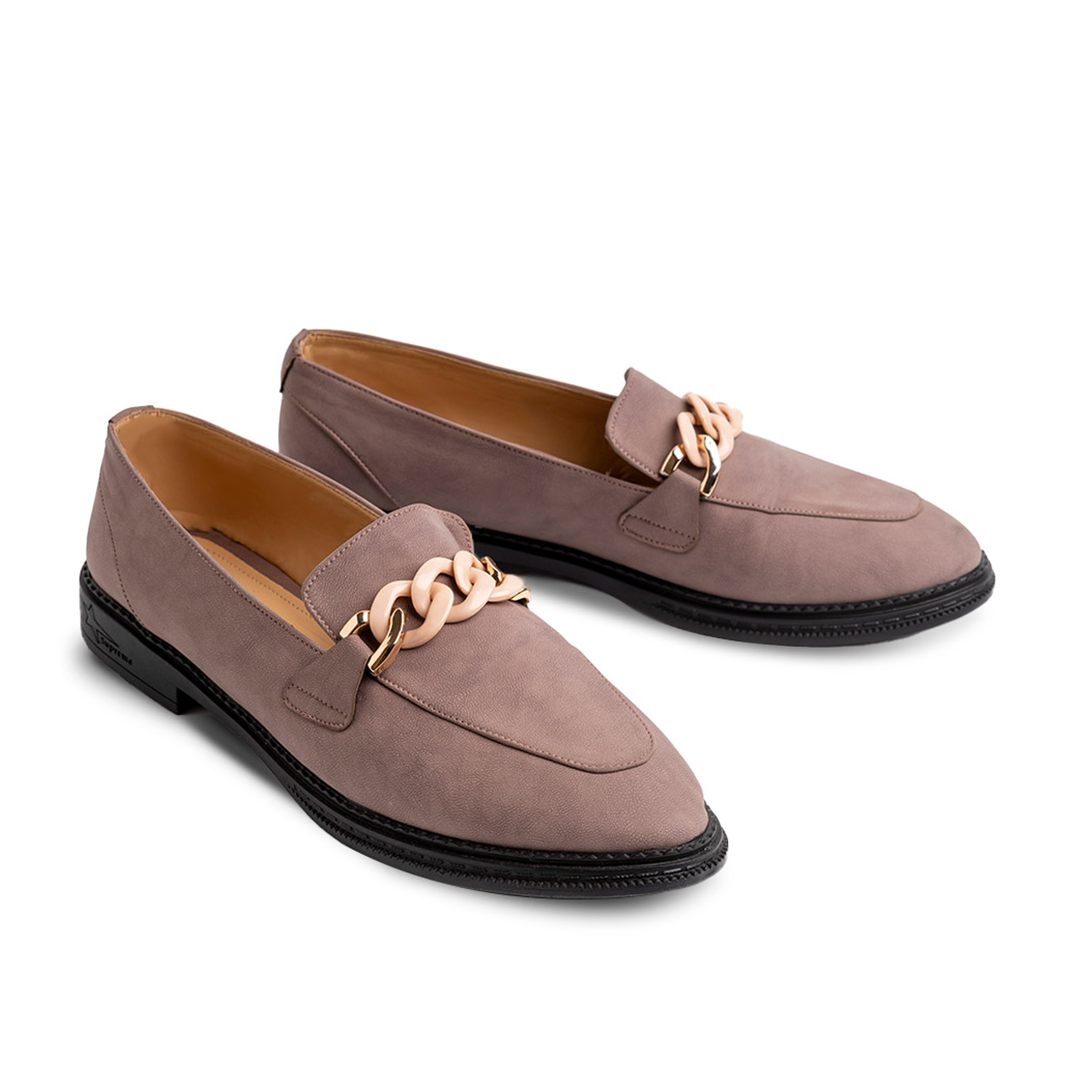 SuedeLike Leather Women Moc Toe Flats With Low Heel - Purple