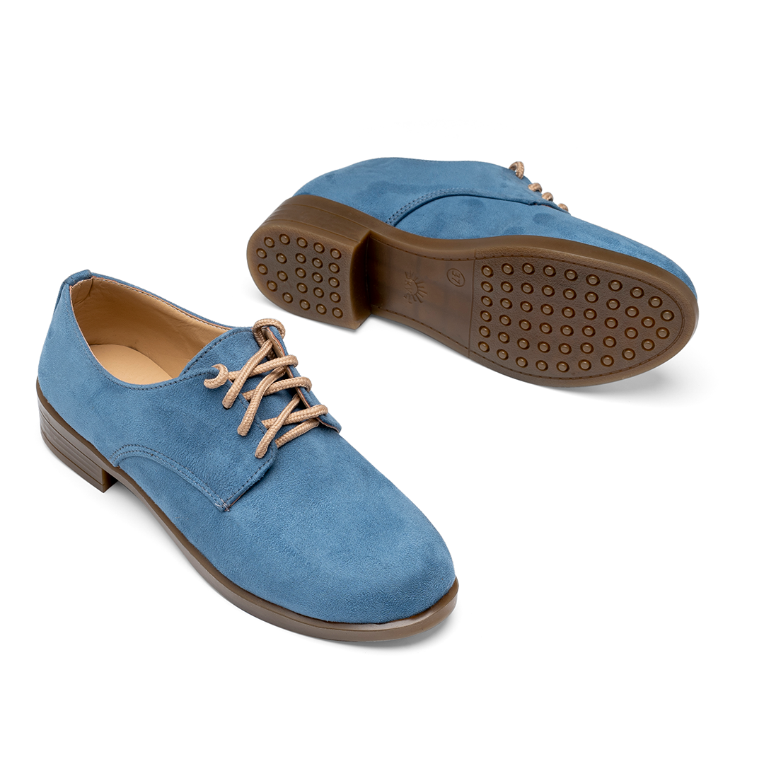 Oxford Plain Suede Women Shoes - Blue
