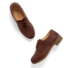 Oxford Plain Suede Women Shoes - Brown